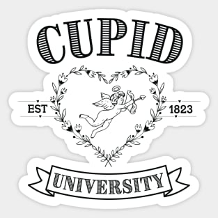 Cupid University T-Shirt, Cute Valentine's Day Shirt, Cute College Sweatshirt Classic T-Shirt, Black Sticker